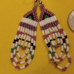 🤯👂 Vintage Boho Beaded Drop 🧜 Danlge Earrings